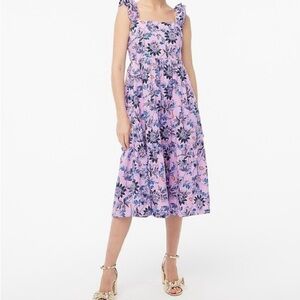 J. Crew Factory Pink and Blue Floral Midi Dress